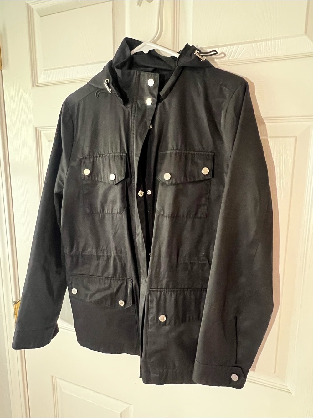 LRL Lauren Ralph Lauren 2015 Black Removable Hood Rain Jacket Jacket, Sz Medium